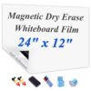 JUMUBOARD Self-Adhesive Magnetic Dry Erase Whiteboard Sticker, 24" x 12"