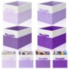 Junkin 4 Pcs Purple Collapsible Storage Baskets Cube Storage Bins 14''x10''x9'' Large Closet Organizers and Storages for Shelves Room Decor Colorful Foldable Baskets with Handle for Nursery