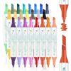 Jupdachin 24 Colors Acrylic Paint Markers, Coloring Markers Dual Brush Tip, Paint Pens Art Marker Set for Artist, Adult Drawing, Sketching, Car Window, Fabric, Rock Painting,Ceramic, Glass,DIY Crafts