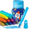 JUPITEARTH 12 Colors Twist Glitter Crayons for Toddlers 1-3, Non-Toxic