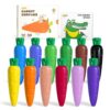 JUPITEARTH Carrot Crayons for Kids 12 Colors, Non Toxic Beeswax Crayons for Toddlers 1-3 with 30-Page Coloring Book & Stickers & 120 PDF Pages, Mess-Free Coloring for Kids Art Supplies Gift