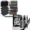 JusArt 96 Colors Acrylic Brush Markers+4 Pcs Black Jumbo Poster Marker Set