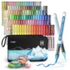 JusArt Acrylic Paint Markers Brush Tip, 108 Basic & Metallic Colors