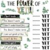 Justforjoyful The Power of Yet Classroom Bulletin Board Decoration Greenery Motivational Growth Mindset Cutouts Eucalyptus Inspirational Wall Decor for Elementary Middle School Teacher Supplies