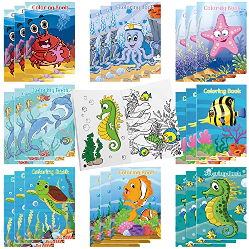 Jutom 24 Pcs Mini Ocean Coloring Books Bulk for Kids Adults Under The Sea Party Favors DIY Craft Mini Small Coloring Book for Home Activity Holiday Supplies Party