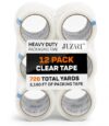 JUZARI 12 Pack Heavy Duty Packing Tape - 2 Inch Clear Big Tape Rolls for Moving Boxes, Shipping & Storage - Bulk Carton Sealing Mailing Refills - 2.6 Mil Thick, 60 Yards Per Roll, 720 Total Yards