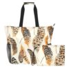 JUZIHAI Leopard Print Feathers Beach Bags for Women