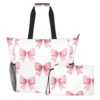 JUZIHAI Pink Bows Pattern Beach Bags for Women