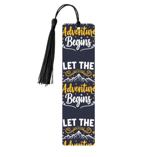 JUZKAQU Let The Adventure Begins-4 for Metal Bookmark - Unique Bookmarks for Women Men, Cute Inspirational Metal Book Mark with Tassel, Book Lover Gifts, Reading Accessories for Book Lovers, Students