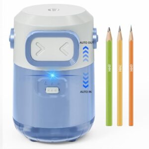JXAVO Electric Pencil Sharpener for Classroom Home, Automatic Colored Pencil Sharpener for Kids, Auto Stop for 6-8mm No.2/Colored Pencils, Cute Pencil Sharpener Battery Powered, School Supplies