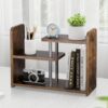 JXCHDA Desktop Organizer,Office Storage Rack,Wood Small Bookshelf,Brown