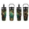 JXOEYX Forest Garden 30 Oz Insulated Tumbler with Handle And Straw, Stainless Steel Travel Mug with Lid, Vacuum Insulated Cup for Hot And Cold Drinks