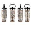 JXOEYX Tree of Life Mandala 30 Oz Insulated Tumbler with Handle And Straw, Stainless Steel Travel Mug with Lid, Vacuum Insulated Cup for Hot And Cold Drinks