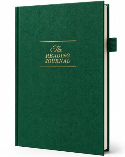 JXSELECT Elegant Reading Journal - 60 Book Reviews Logbook with Pen Holder & Back Pocket - Track Your Reading Progress - Ideal Gift for Book Lovers & Avid Readers (Earth Green)