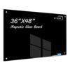 JYYPWB Magnetic Glass Whiteboard 48" x 36" Dry Erase Board Frameless Premium Tempered Galssboards Wall Mounted Glossy writeboard with Eraser, Marker Tray for Interactive Office, (Black)