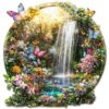 KaayeeWood Wooden Puzzles for Adults, Butterflies and Waterfalls Jigsaw Puzzles, 104 Piece Unique Shaped Puzzle, 3D Visual Landscape Shape Puzzle, Gifts for Adults，Wall Decor(8.5 * 8.2 in)