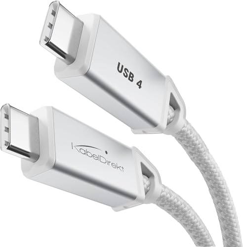 KabelDirekt – USB-C Cable, USB 4.0 for 40Gbps & 240W, DisplayPort with 8K60Hz, Metal Connector + Nylon braiding – 3ft (Charging/Data/Monitor Cable for Phones/laptops/PCs – White)