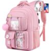 kadilong 17.3 Inch School Backpacks for Teen Girls Women Bookbag for Middle High School Students,Laptop Bag Back Pack School Bag for College(Pink)