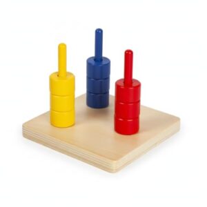 KAIYUEMAOYI Stacking Toy for Infants & - Wooden Educational Toys for Early Learning, Montessori Three-Color Stacking Pegs