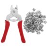 KALLORY 301pcs Metal Wire Cage Clips with Crimping Pliers - Silver Cage Building Buckle Connectors for Small Animal, Dog, Chicken, Cat Fencing - Repair Hardware Kit