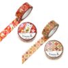 Kamiiso Kimono 15mm Washi Tape Set of 2 - Beckoning Cat & Shippo Hanabishi Pattern