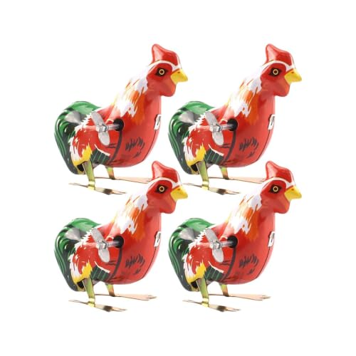 KangJJ Wind Up Iron Jumping Animal Toys,4-Pack,Metal Jumping Roosters with Clockwork Mechanism – Battery-Free Retro Party Favors for Easter Baskets,Classroom Prizes & Kids’ Stocking Stuffers