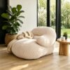KAPEETOO Bean Bag Chair, Corduroy, Ergonomic Support, Modern Style, Adult Size, Living Room (Khaki)