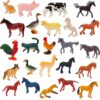 KAPILAVA 24 Pcs Farm Animal Figurines, Plastic Horse Toys for Kids 3-5, Barn Animal Toys Educational Learning Gift for Kids & Toddlers, Party Favors, Cake Topper