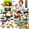 kapituem 47PCS Dinosaur Toys for Kids 3-5,Realistic Dinosaur Figures with Pull Back Dinosaur Cars,Play Mat and Storage Box,Educational Dinosaur Toy Playset,Birthday Gift for Boys Girls Ages 3-7