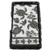 Karma Boho Paper Napkins Set with Woven Holder – 20 Black & White Bohemian 3-Ply Disposable Napkins with Decorative Storage Basket for Kitchen, Coffee Table & Entertaining, Turtle