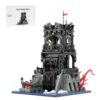 KAROYD Black Watchtower MOC Building Blocks Set, Dark Coastal Pirate Fortress with Flag (2176PCS)