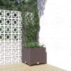 KASCBRTW Garden Planter with Trellis, 15.7"x15.7"x53.5" Elevated Flower Box for Climbing Plants, Weather-Proof PP Raised Bed for Patio, Balcony and Terrace, Brown