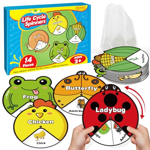 Kasfalci Life Cycle Toys for Kids,Back to School Supplies,Animal Plant Insect Bug Ladybug Butterfly Tadpole to Frog Kit,Montessori Learning & Education Toys,Preschool Science Learning Activities