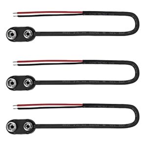 KASSupply 9V Battery Snap On Hard-Shell Clip Connector with Insulated Wires - 3 Pieces