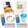 KASTEWILL Acrylic Paint Set, 52PCS with Paint, Painting Brushes,Acrylic Paints Book,Easel,Brush Washer,4 Blank Canvas,Palette for Adults Hobbyists and Beginners Easter Day Gifts for Kids