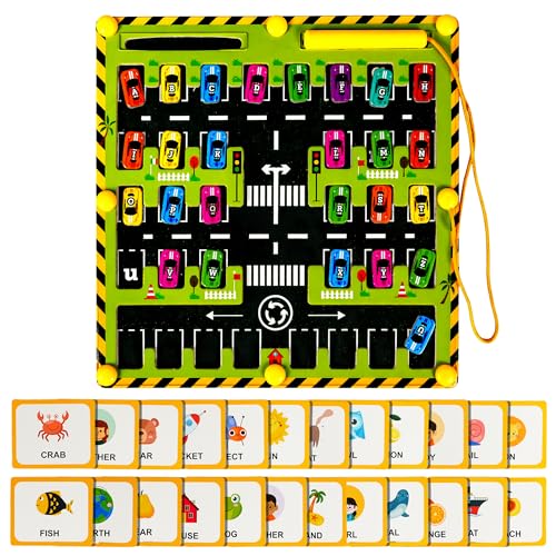 KatchOn Magnetic Alphabet Maze Montessori Toys - Wooden Alphabet Puzzle Sensory Toys, Fine Motor Skills Birthday Gifts for Kids, Montessori Busy Board for Kids 3 to 5 Travel Toys for Educational Toys