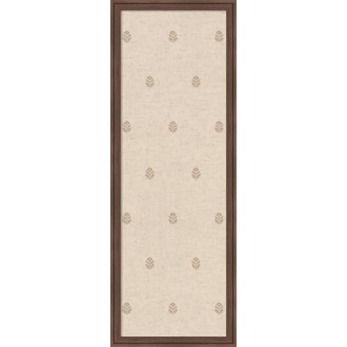 Kate and Laurel Framed Fabric Magnetic Board 14 x 38, Beige Botanical Block Print Printed Linen Casual Transitional Bulletin Board for Use as a Vision Board or Wall Organization, Florence Medium Brown