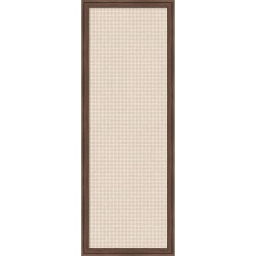Kate and Laurel Framed Fabric Magnetic Board 14 x 38, Mini Gingham Neutral Linen Printed Linen Casual Transitional Bulletin Board for Use as a Vision Board or Wall Organization, Florence Medium Brown