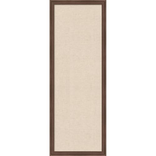 Kate and Laurel Framed Fabric Magnetic Board 14 x 38, Neutral Weave Printed Linen Casual Transitional Bulletin Board for Use as a Vision Board or Wall Organization, Florence Medium Brown Frame