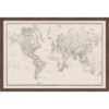Kate and Laurel Framed Fabric Magnetic Board 38 x 26, Vintage Black and White Linen World Map Printed Linen Casual Transitional Bulletin Board for Use as a Vision Board or Wall Organization, Florence