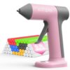 Katerk Cordless Hot Glue Gun, 50 Mini Glue Sticks, Rechargeable, Pink