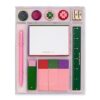 kate spade new york Cute Office and School Supplies Set, Desk Organizer Includes Ruler, Pen, Pencil sharpener, Eraser, 3 Sticky Note Flags, Notepad, and Magnets