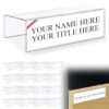 Kathfly 16 Pcs Clear Acrylic Cubicle Name Plate Holders 8.5" L x 2.5" W - Fits 3" Cubicle Wall, Single Sided Sign Holder Plastic Nameplate for Office Home Classroom Library Display