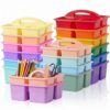 Kathfly 18 Pack Classroom Caddy Organizer with Handle, Plastic Art Craft Cleaning Caddy Bulk, Small Multipurpose Supply Organization Storage Basket for Table Desk Office Pencil Teacher (Mixed Color 2)