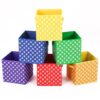 Kathfly 6 Pcs 11" Colorful Fabric Classroom Storage Bins Paw Print Themed Cubby Bins Storage Baskets with Handles for School Classroom Lost and Found Decor Office Home Organizer Supplies