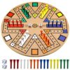 Kathfly Fast Track Board Game Wooden 3-6 Players Board Game Set with 24 Boards Games Pieces and 2 Dice, Fast Track Games Night for Adult Teens Family Party(14.2 Inch)
