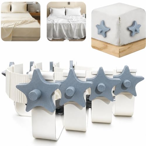 Kavilin Magnetic Bed Sheet Holders for Corners, 4-Pack Sheet Locks for Fitted & Flat Sheets, Strong No-Slip Grip, No-Lift Installation, Fits Twin Full Queen King Mattresses(Gray)