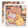 Kawaii Book Bear Magnets - Cute Reading Lover Fridge Decor - Cozy Aesthetic Book Nook Accent - Reader Art - 2 Pack - 5" Design - Sticks to Fridges, Lockers, Toolboxes & More - Made in USA - AQM30443