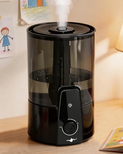Kaxidol Humidifiers for Bedroom,1.06Gal(4L) Dishwasher Safe Design Easy to Clean, 3-in-1 Humidifier & Aroma Diffuser & Night Light,Top Fill,360° Ultra-Fine Spray,Auto Shut-Off,Home,Baby Nursery,Black