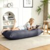 KBZSlyn Elastic Bean Bag Lounger Cover (No Filler), Lazy Pillowsac Sofa Bed Pouf with Inner Liner, Soft Stretchable Bean Bag Chair Cover for Living Room and Bedroom (Carbon Grey)